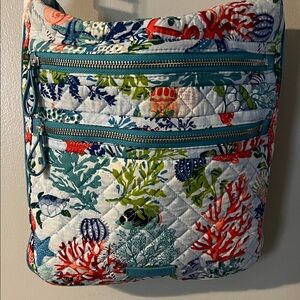 Vera Bradley Triple Zip Hipster Quilted Sea Life Crossbody
